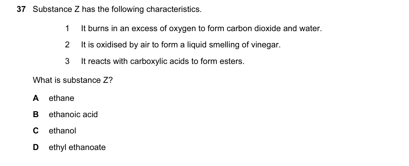 Question 37, November 2016, 0620 Paper 21