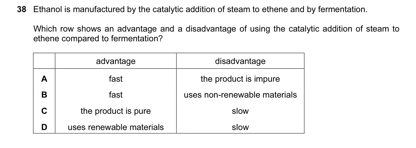Question 38, November 2016, 0620 Paper 21