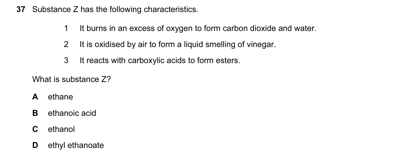 Question 37, November 2016, 0620 Paper 22
