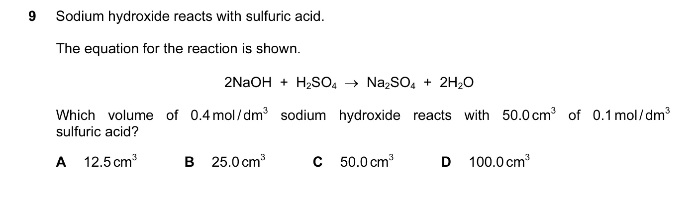 Question 9, November 2016, 0620 Paper 23