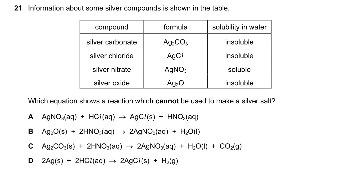 Question 21, November 2016, 0620 Paper 23