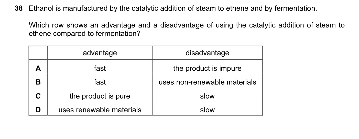 Question 38, November 2016, 0620 Paper 23