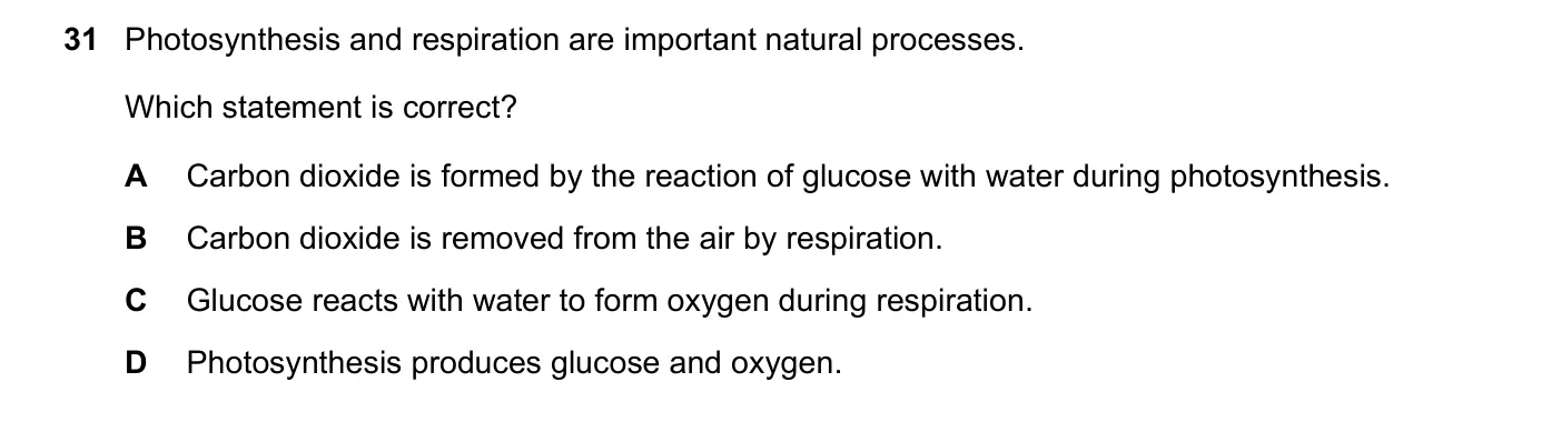 Question 31, June 2017, 0620 Paper 21