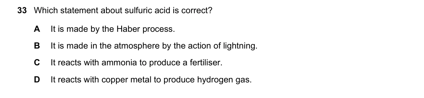 Question 33, June 2017, 0620 Paper 21