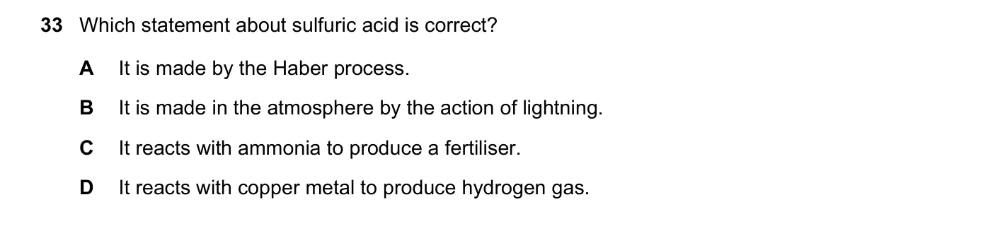 Question 33, June 2017, 0620 Paper 22