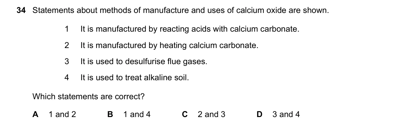 Question 34, June 2017, 0620 Paper 22