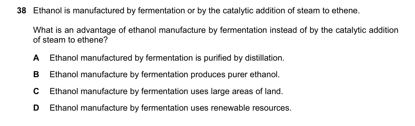 Question 38, June 2017, 0620 Paper 22
