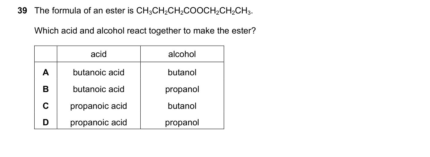 Question 39, June 2017, 0620 Paper 22