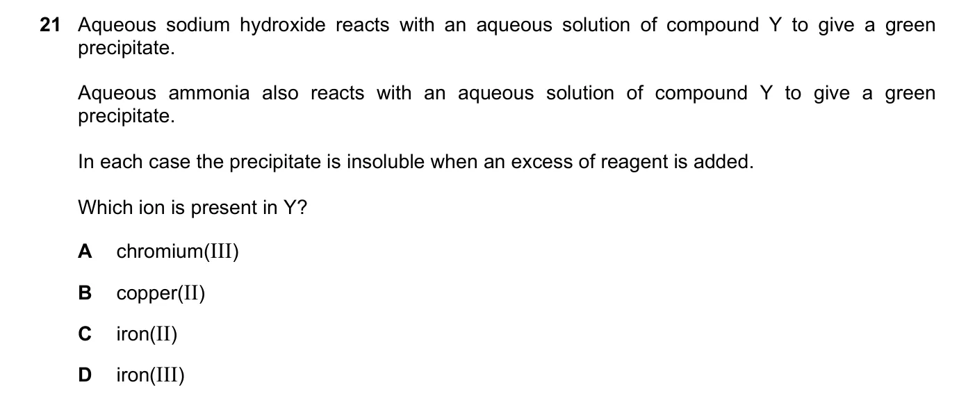 Question 21, June 2017, 0620 Paper 23