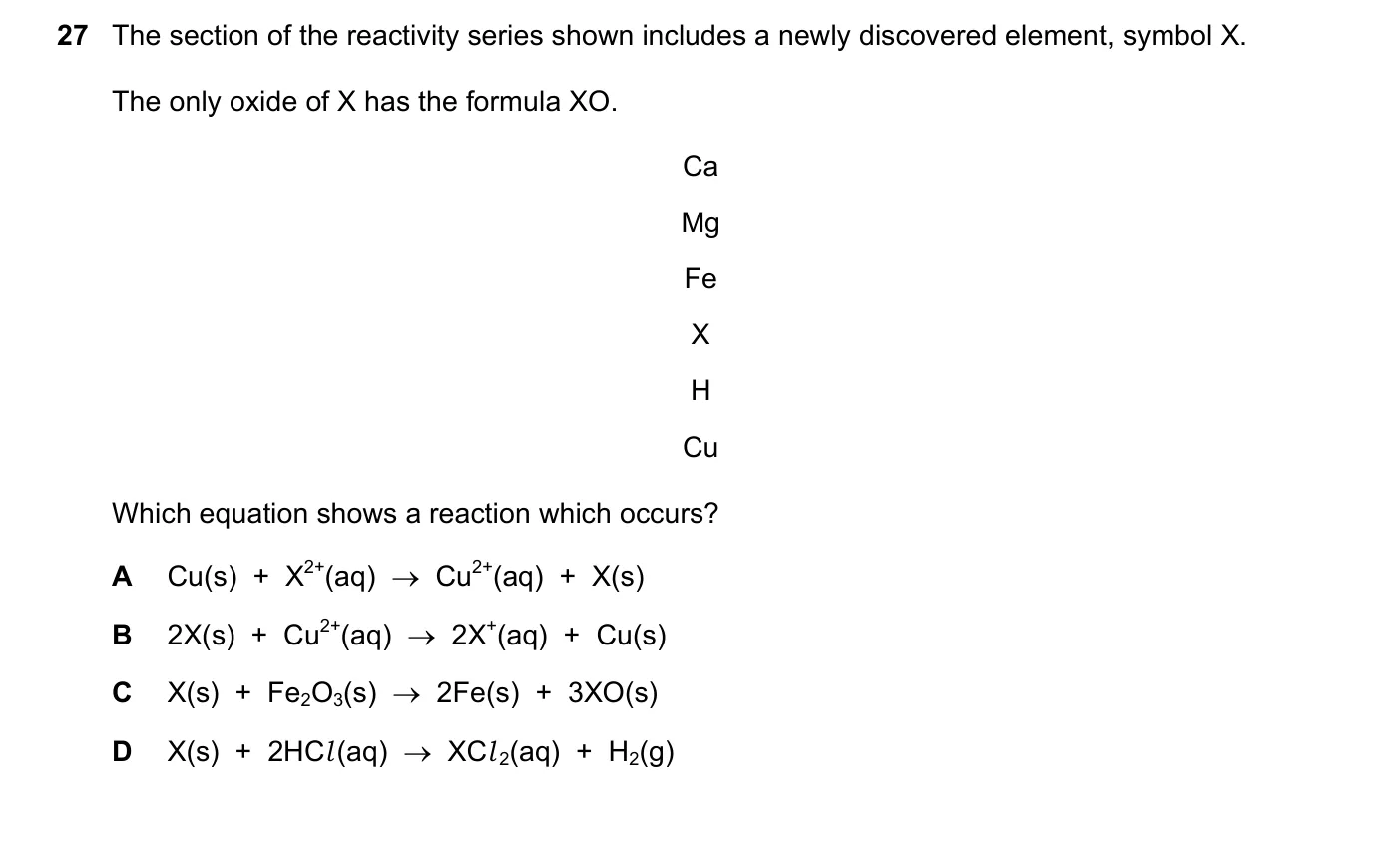 Question 27, June 2017, 0620 Paper 23
