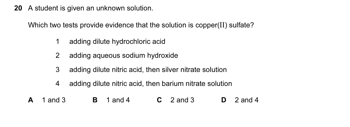 Question 20, March 2017, 0620 Paper 22