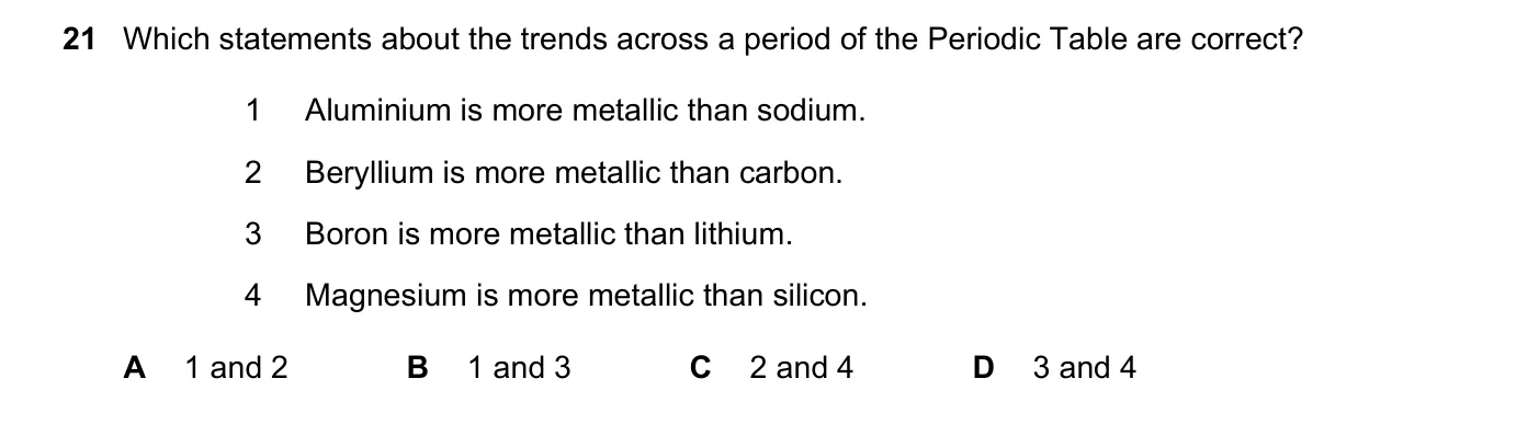 Question 21, November 2017, 0620 Paper 21