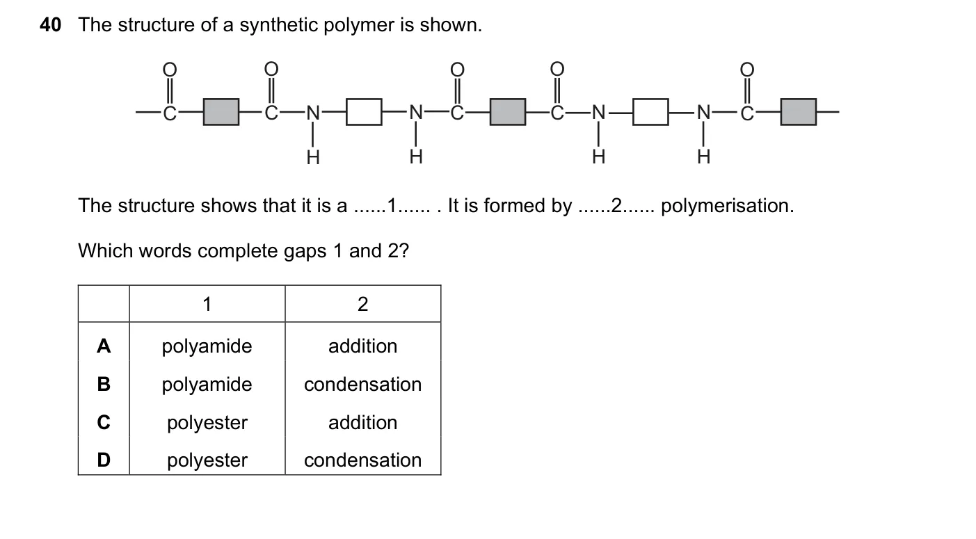 Question 40, November 2017, 0620 Paper 21