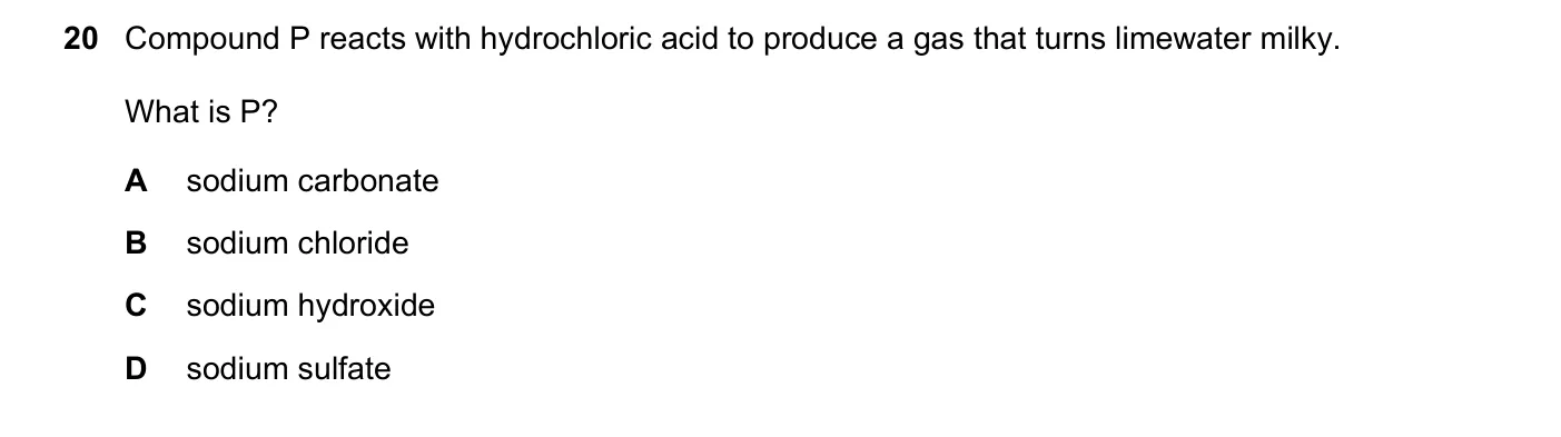 Question 20, November 2017, 0620 Paper 22