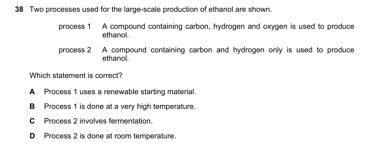 Question 38, June 2018, 0620 Paper 22