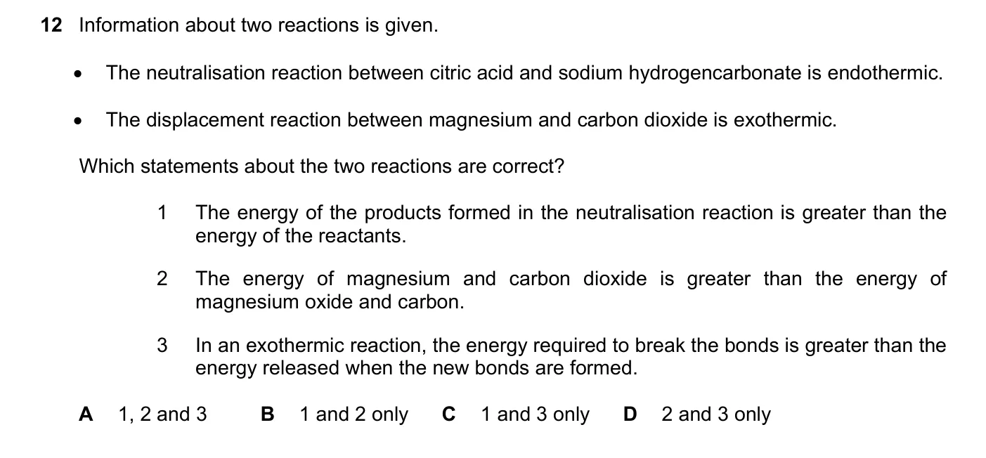 Question 12, June 2018, 0620 Paper 23