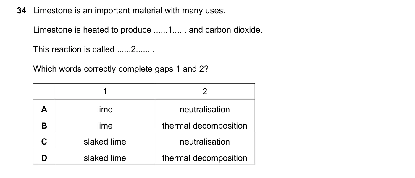 Question 34, June 2018, 0620 Paper 23