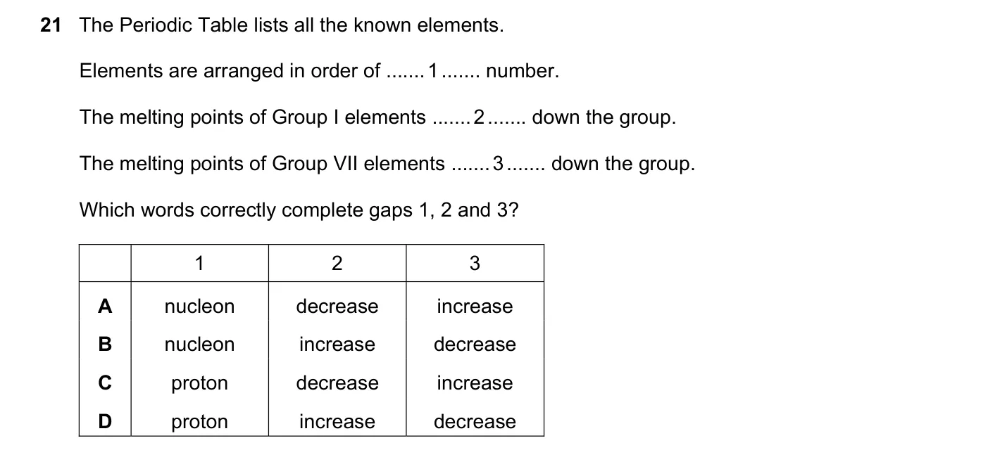 Question 21, March 2018, 0620 Paper 22