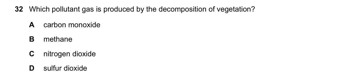 Question 32, March 2018, 0620 Paper 22