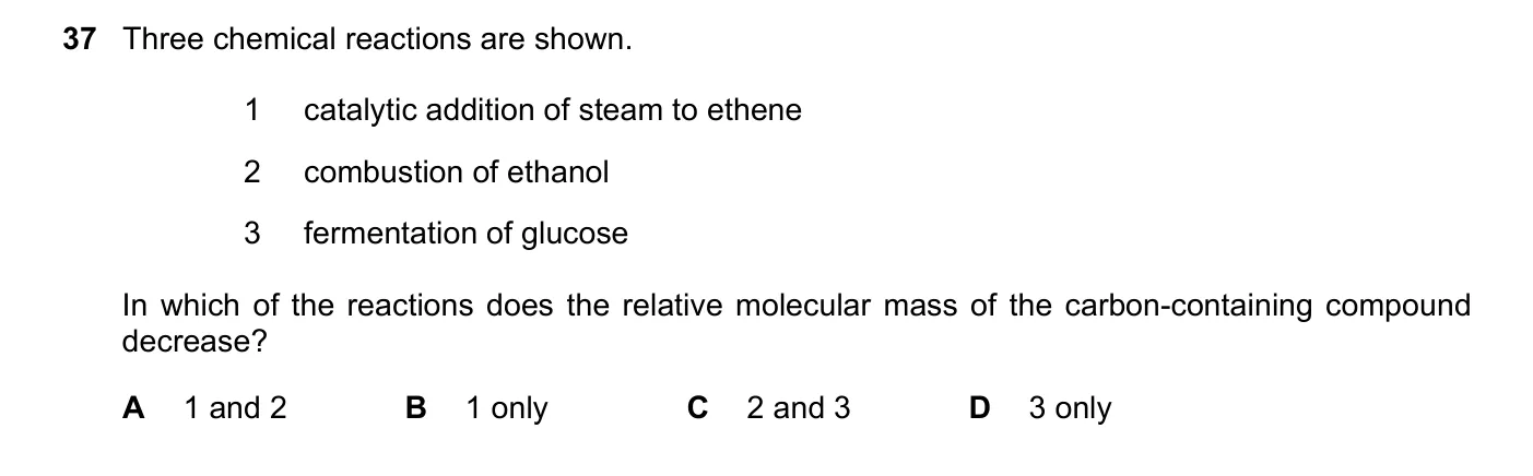 Question 37, March 2018, 0620 Paper 22