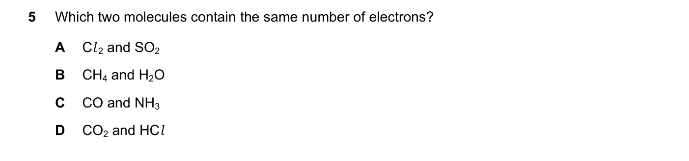 Question 5, November 2018, 0620 Paper 21