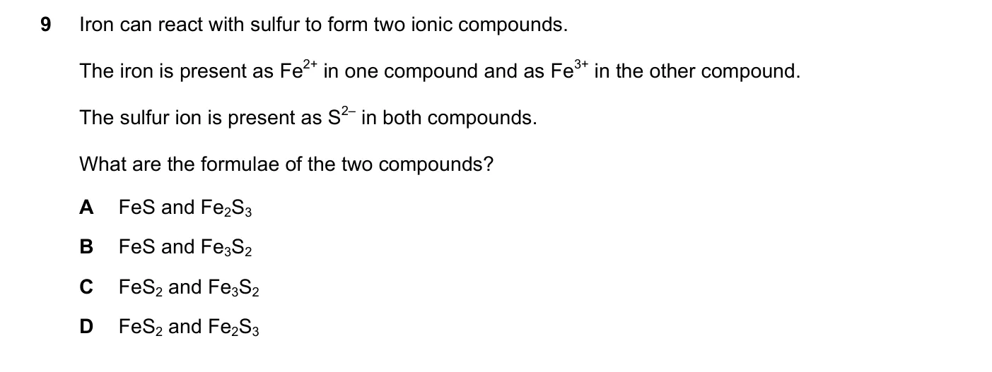 Question 9, November 2018, 0620 Paper 21