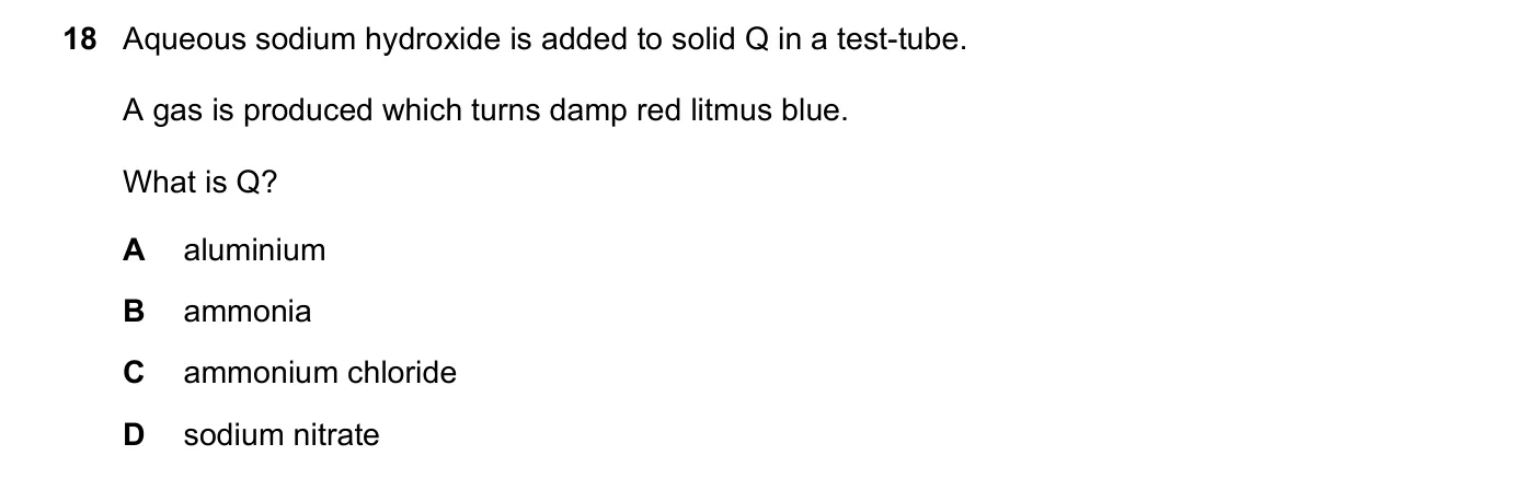 Question 18, November 2018, 0620 Paper 21
