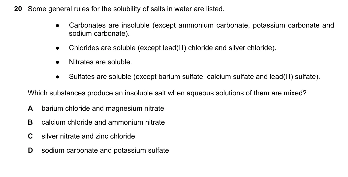 Question 20, November 2018, 0620 Paper 21
