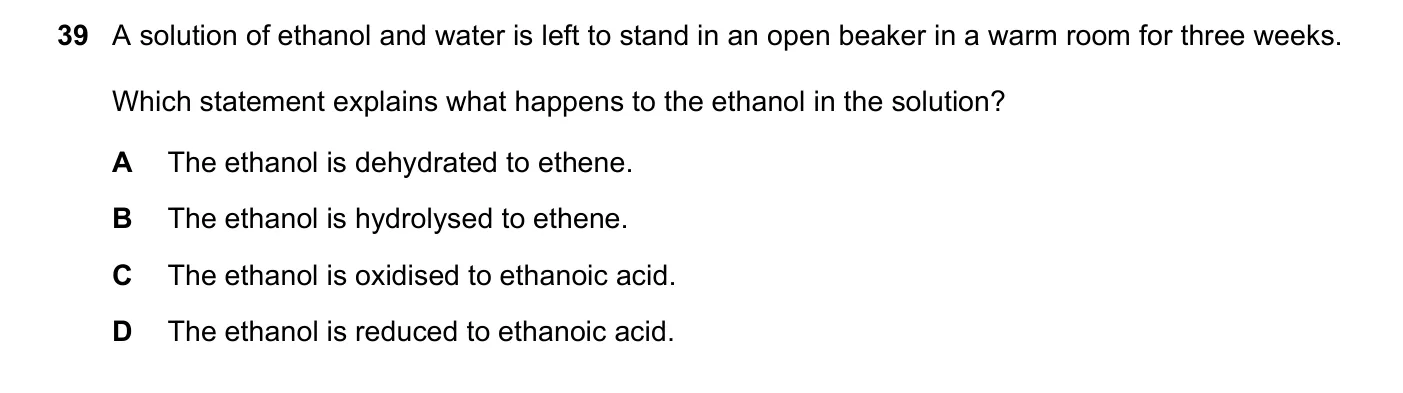 Question 39, November 2018, 0620 Paper 21
