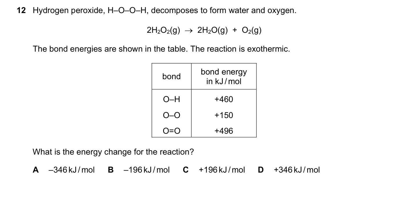 Question 12, November 2018, 0620 Paper 22