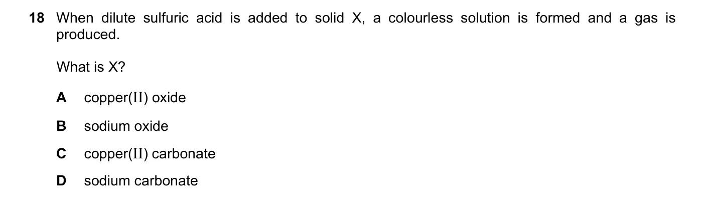 Question 18, November 2018, 0620 Paper 22