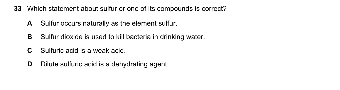 Question 33, November 2018, 0620 Paper 22