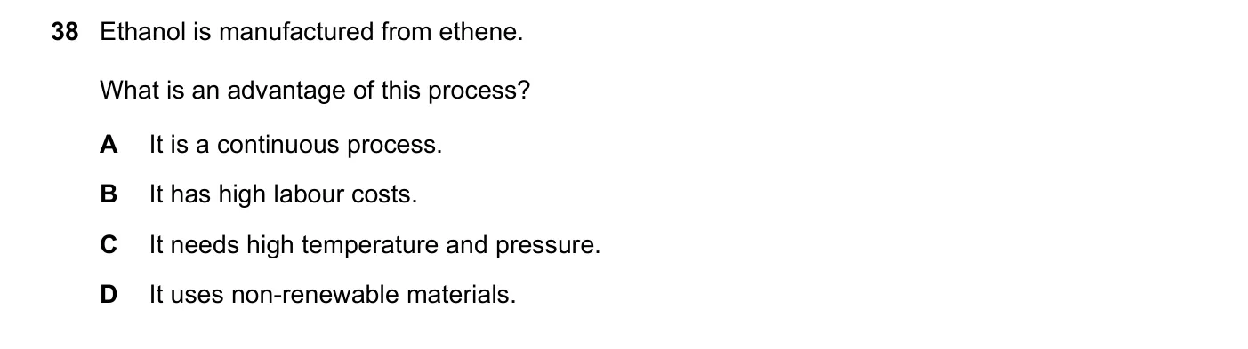 Question 38, November 2018, 0620 Paper 22