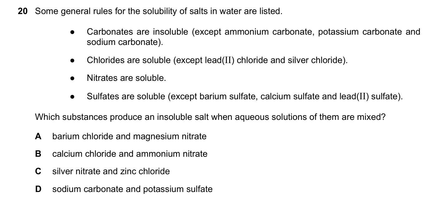 Question 20, November 2018, 0620 Paper 23