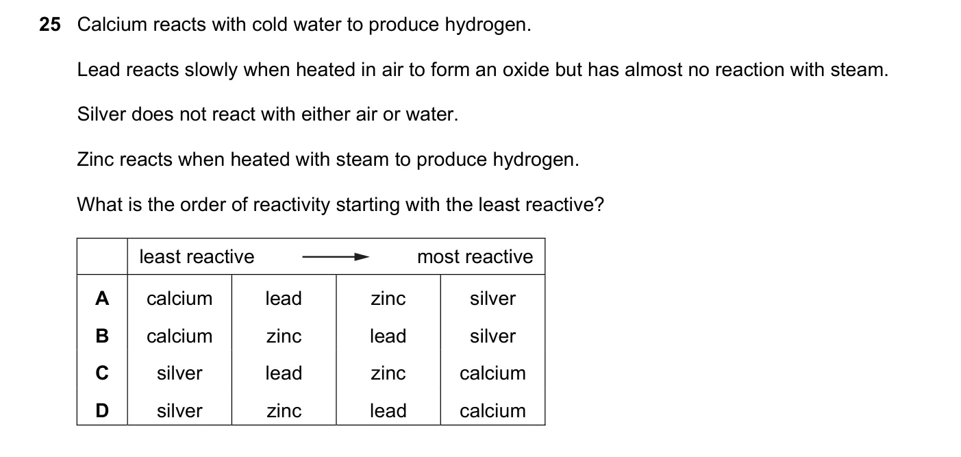 Question 25, November 2018, 0620 Paper 23