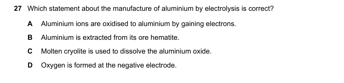 Question 27, November 2018, 0620 Paper 23