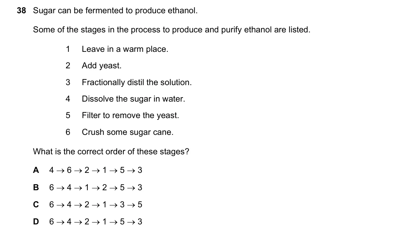 Question 38, November 2018, 0620 Paper 23
