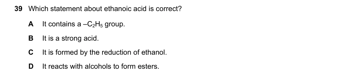 Question 39, November 2018, 0620 Paper 23