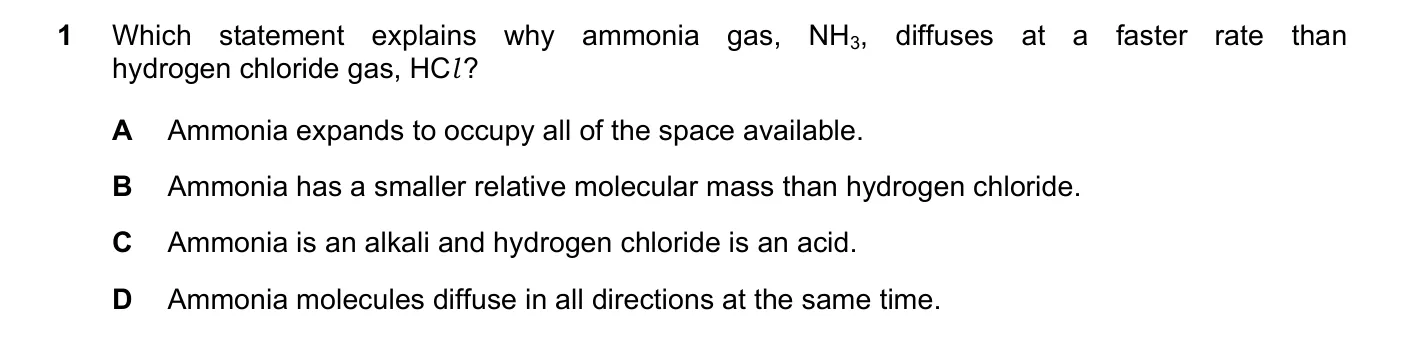 Question 1, June 2019, 0620 Paper 21