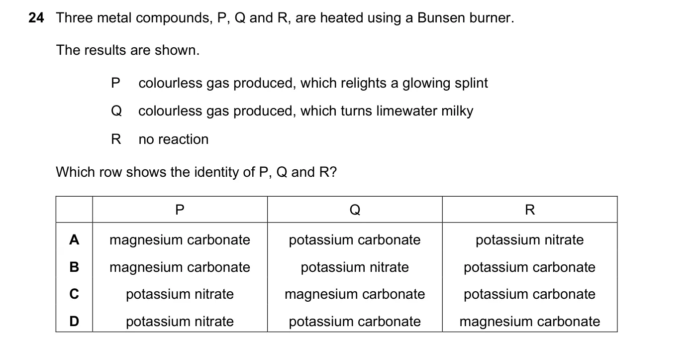 Question 24, June 2019, 0620 Paper 21