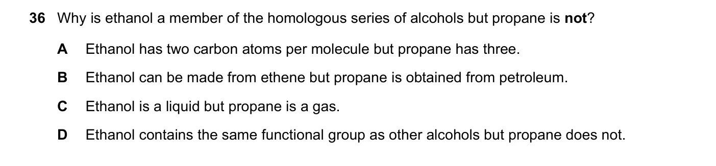 Question 36, June 2019, 0620 Paper 21