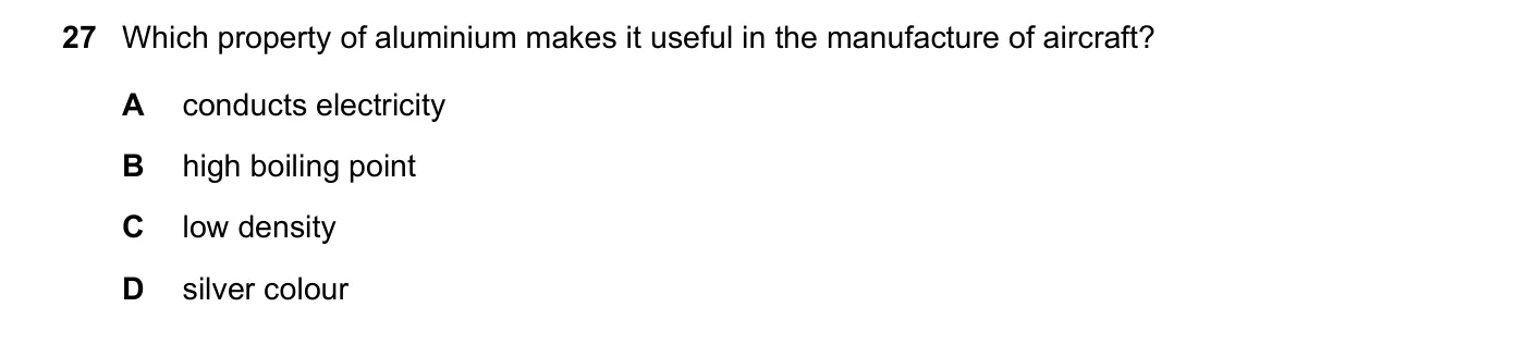 Question 27, June 2019, 0620 Paper 22