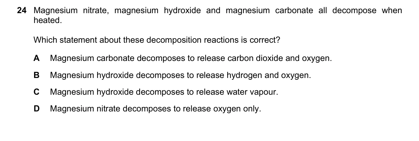 Question 24, June 2019, 0620 Paper 23