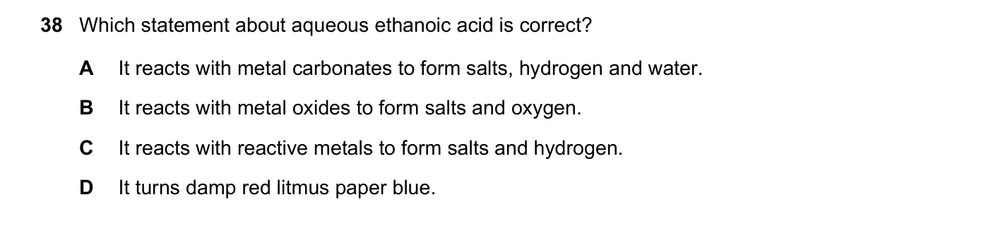 Question 38, June 2019, 0620 Paper 23