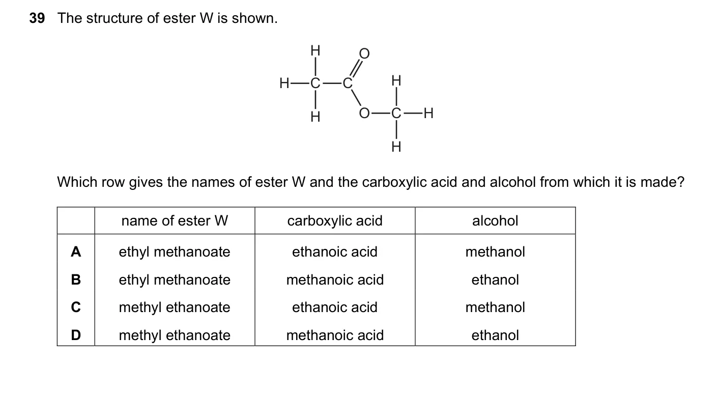 Question 39, June 2019, 0620 Paper 23