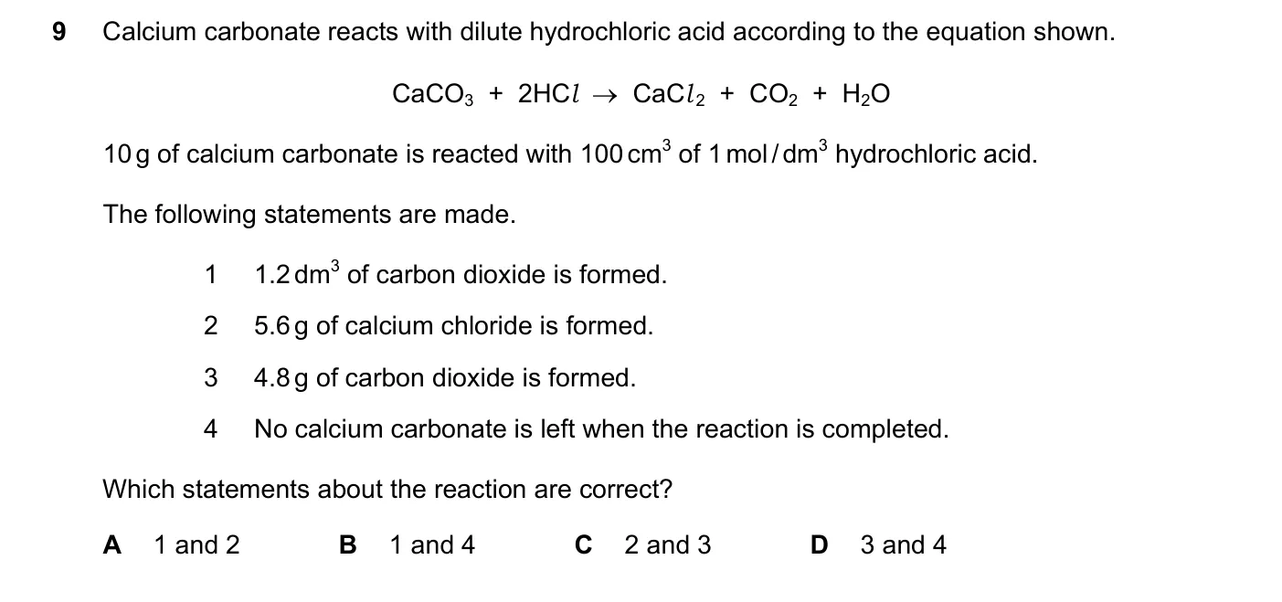 Question 9, March 2019, 0620 Paper 22