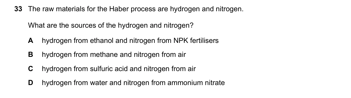 Question 33, March 2019, 0620 Paper 22