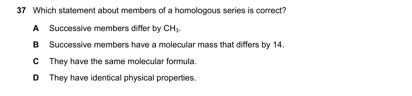 Question 37, March 2019, 0620 Paper 22
