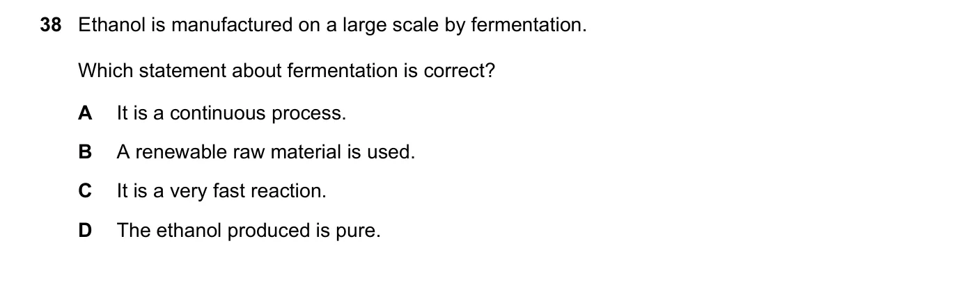 Question 38, March 2019, 0620 Paper 22