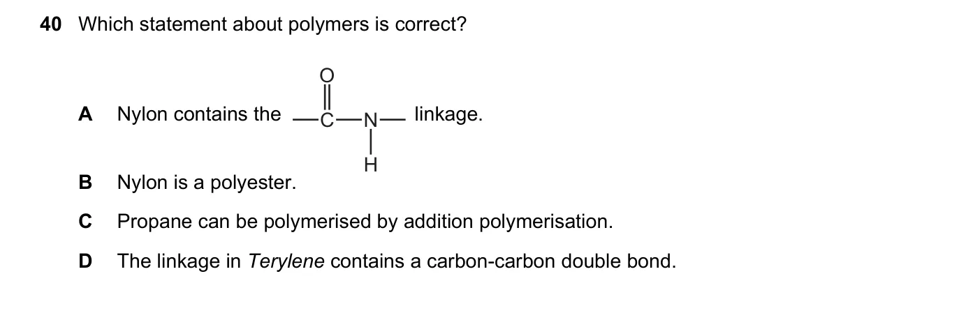 Question 40, March 2019, 0620 Paper 22